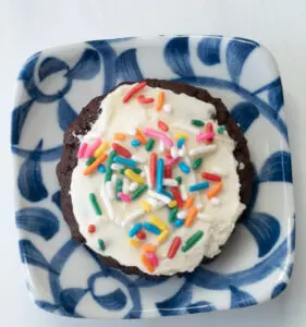 Go to School Cookies Recipe on blue and white plate