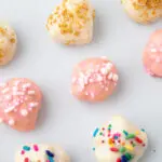 Italian Wedding Cookies Recipe in Three Rows on a tray