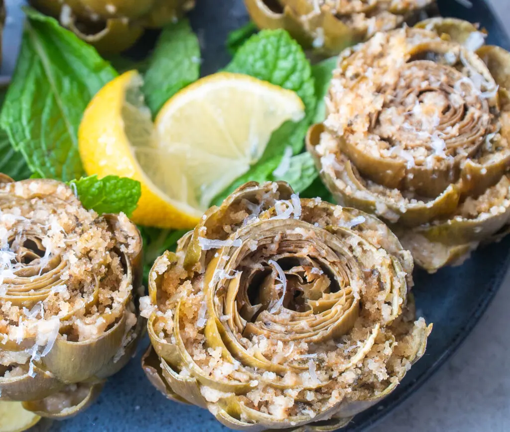 Stuffed Artichokes with Lemon and Fresh Mint