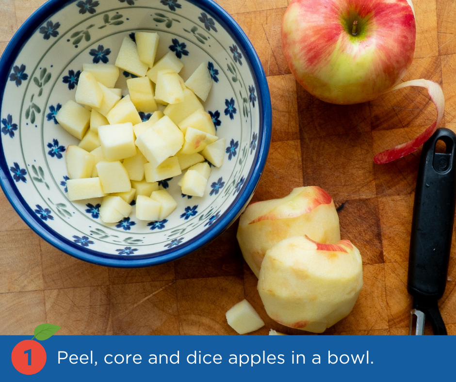 Jewish Apple Cake Recipe Diced apples in a bowl