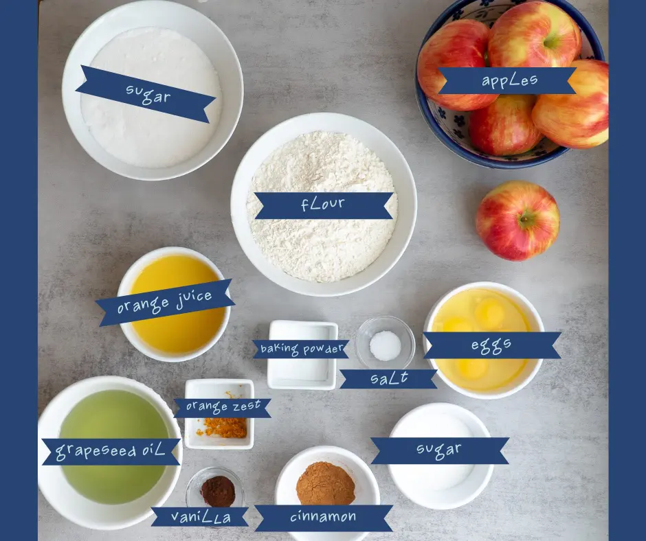 Ingredients for Jewish Apple Cake Quick Bread