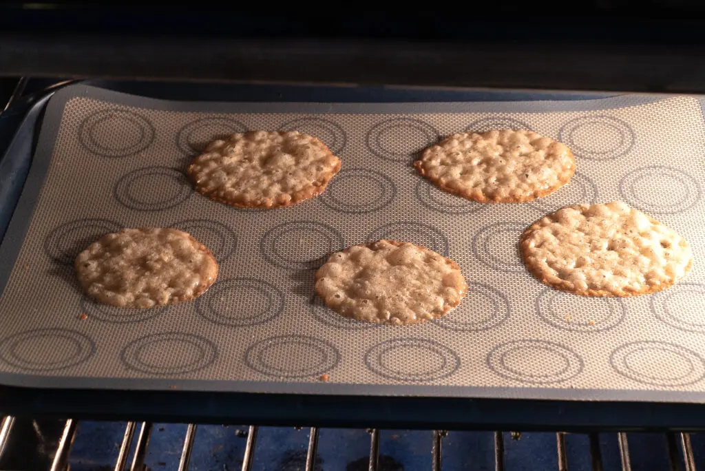 Brown Butter Irish Lace Cookies Recipe Baking in Oven