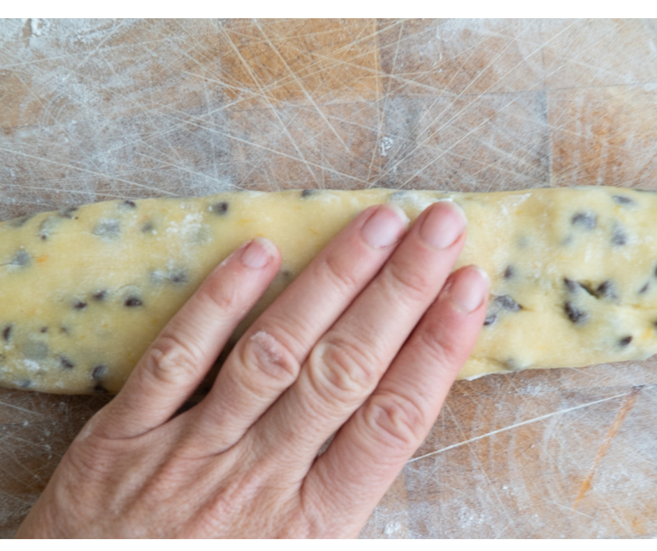 Pat dough until it is slightly flattened on top.