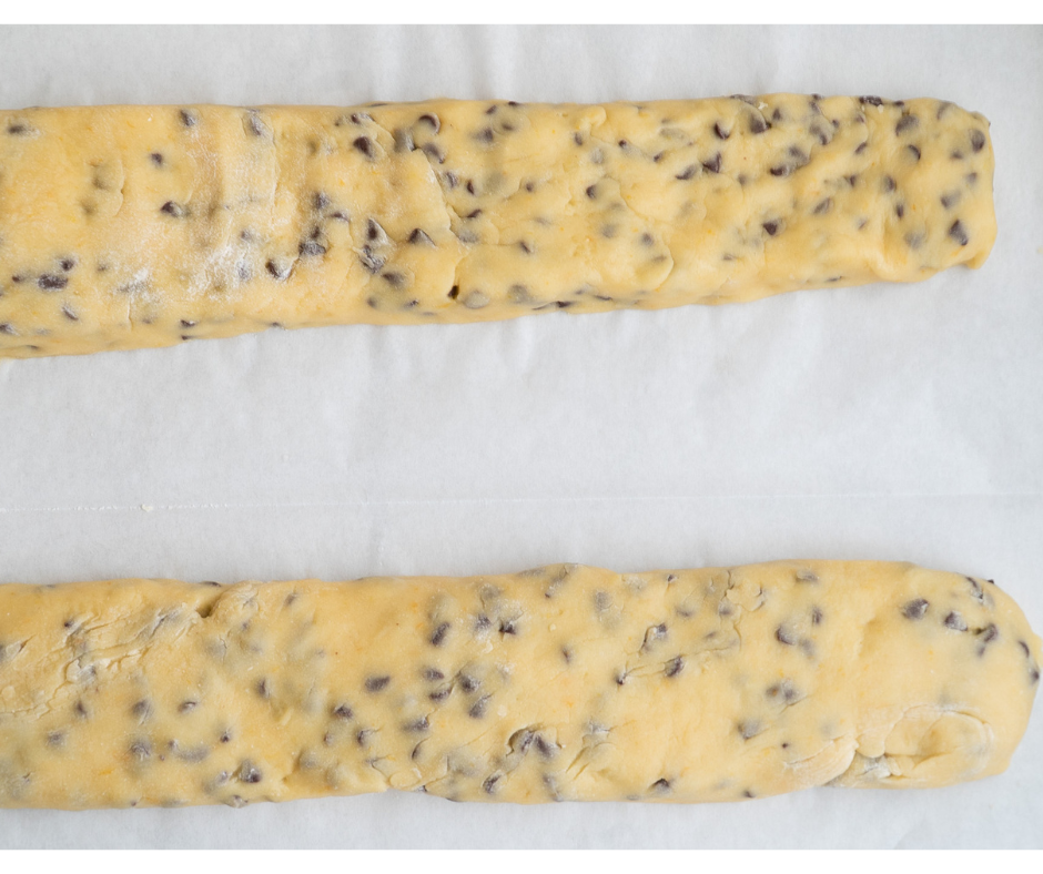 Shape dough into two log on a lined baking tray