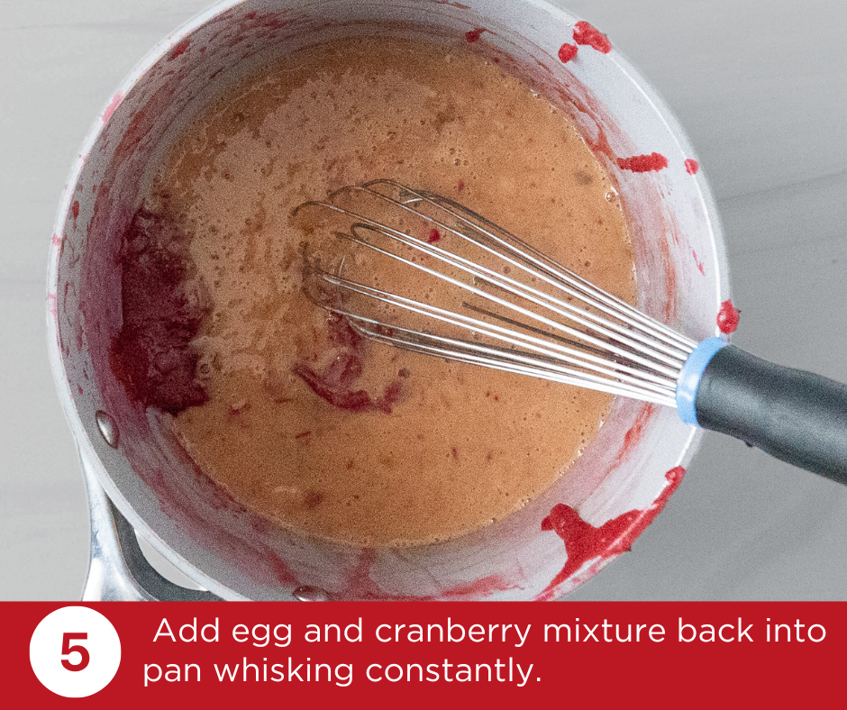 Add Tempered Eggs to Cranberry Mixture | Merry Cranberry Curd Recipe