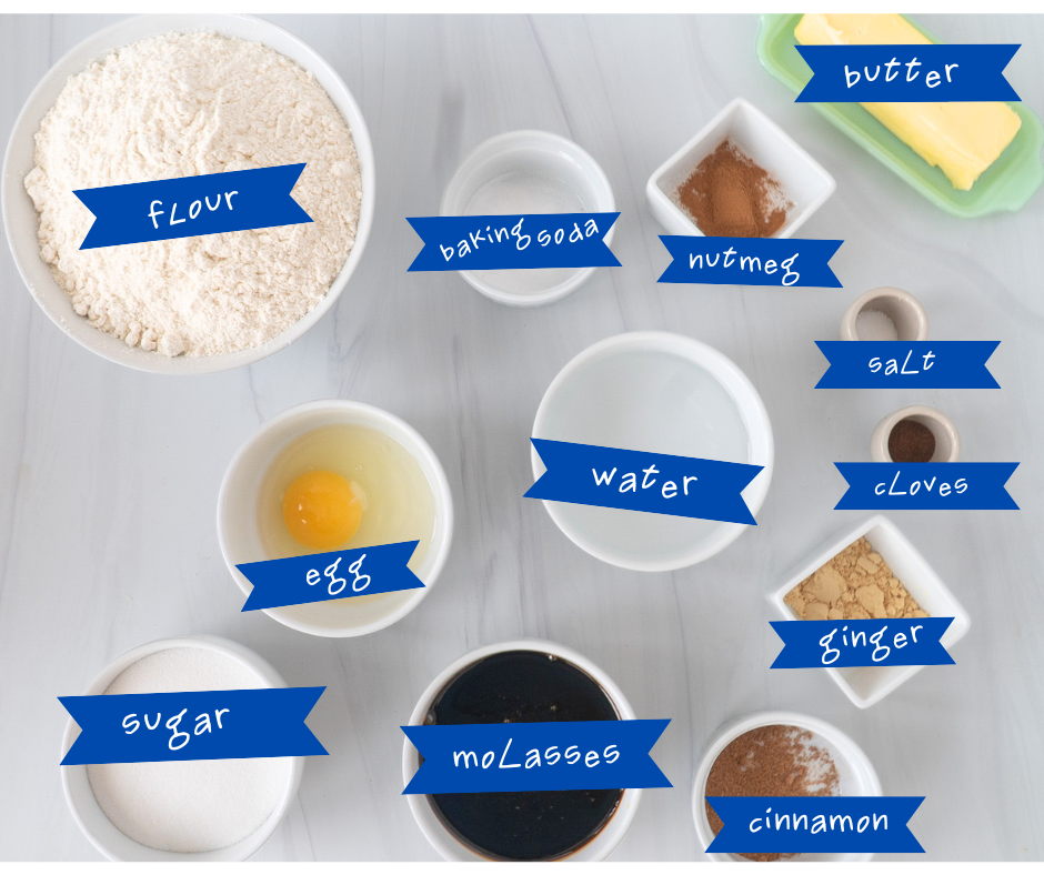 Harvest Ginger Cookie Recipe Ingredients in Small Bowls