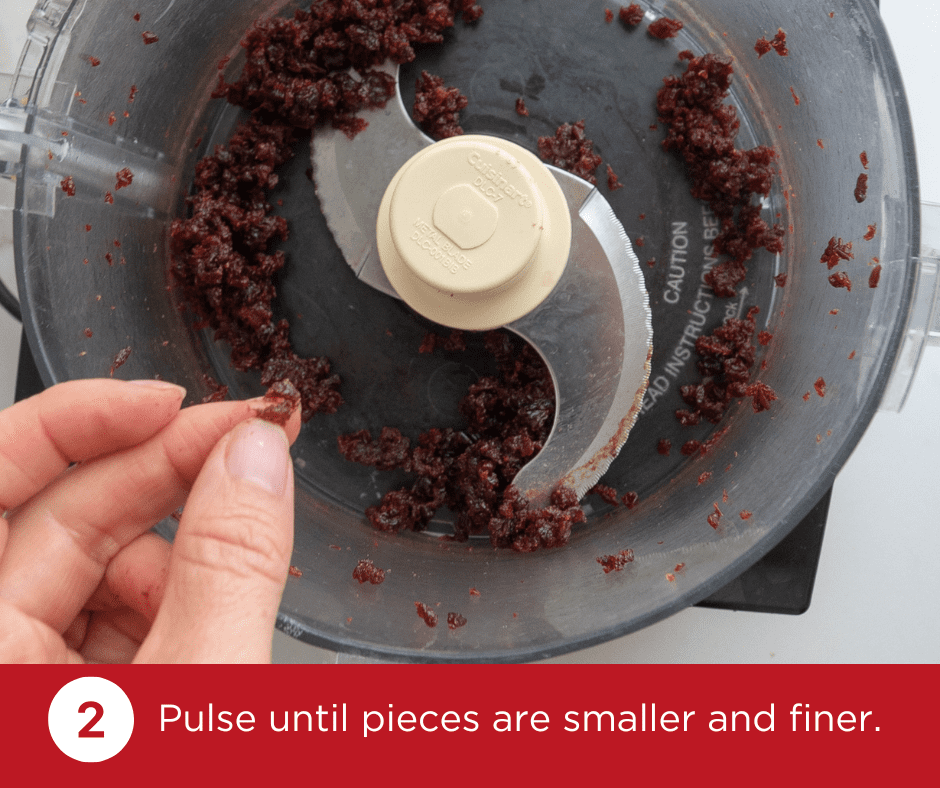 2PistachioCherryCharmers ChopDriedCherriesinFoodProcessor| Pistachio Cherry Charmers