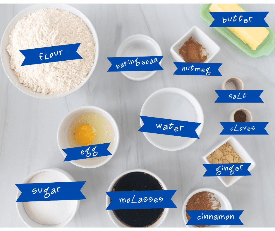 Harvest Ginger Cookie Recipe Ingredients in Small Bowls