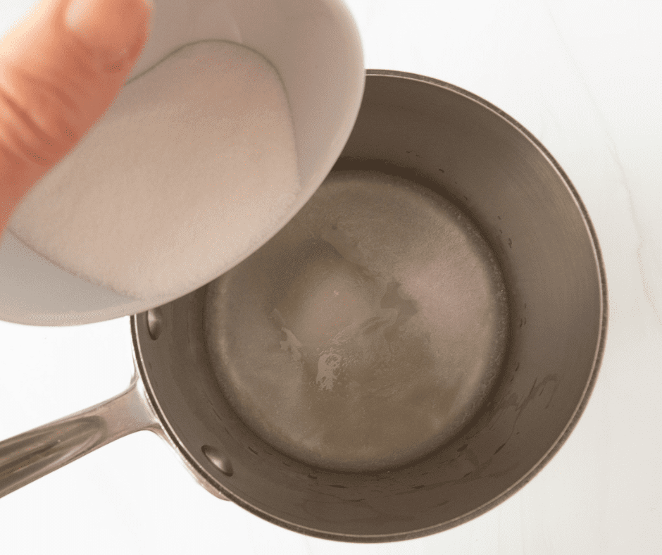 Add sugar to gelatin water Add sugar to gelatin water