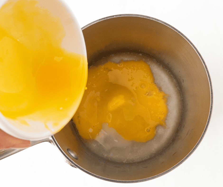 Add yolks to gelatin mixture Add yolks to gelatin mixture