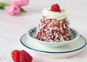 Tender Raspberry Coconut Cakes with a Hidden Raspberry Heart