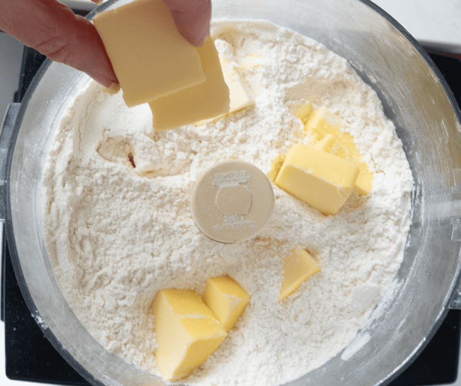 Hungarian Ruffled Tart Recipe and Flour and Butter in Food Processor