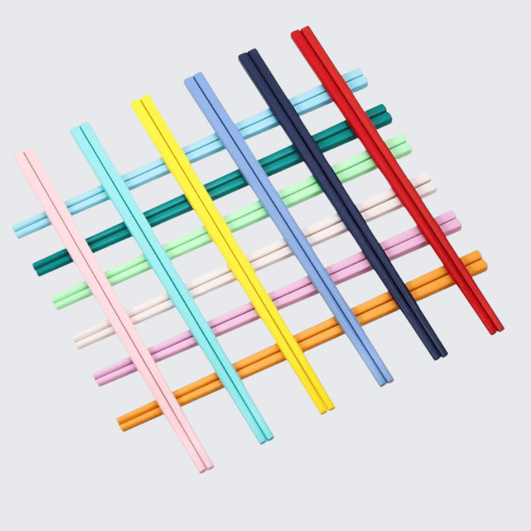 Bright, colorful chopsticks from Family Tree Foodie’s kitchen collection, perfect for back-to-school lunches and fun meal prep.