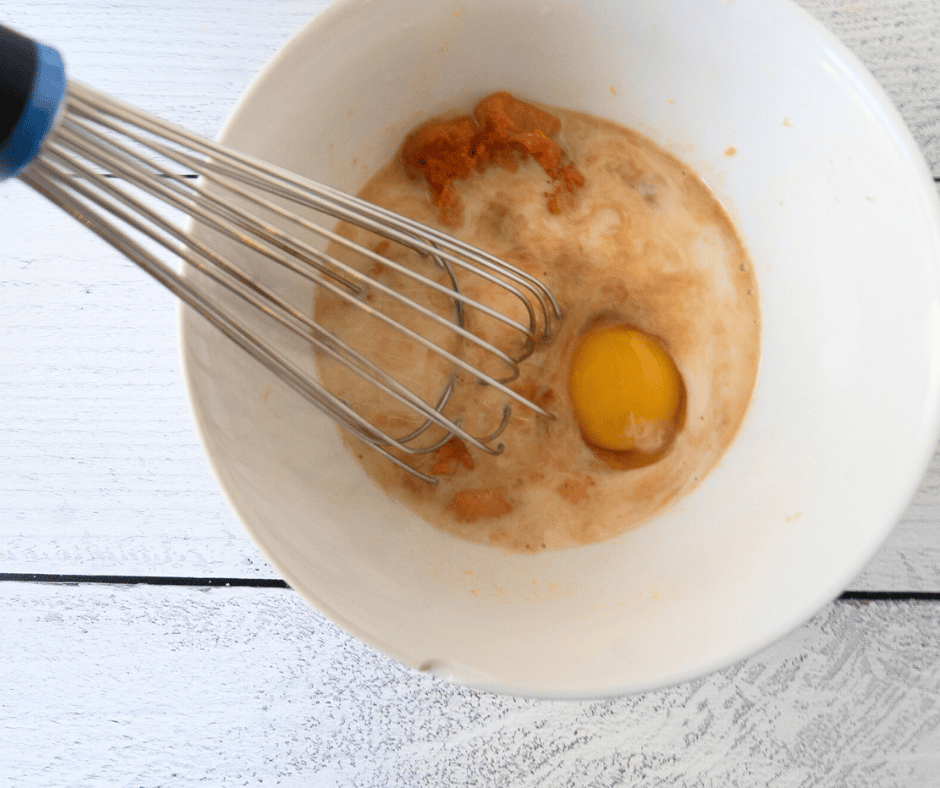 Wet ingredients for Pumpkin Spice Protein Pancake Recipe
