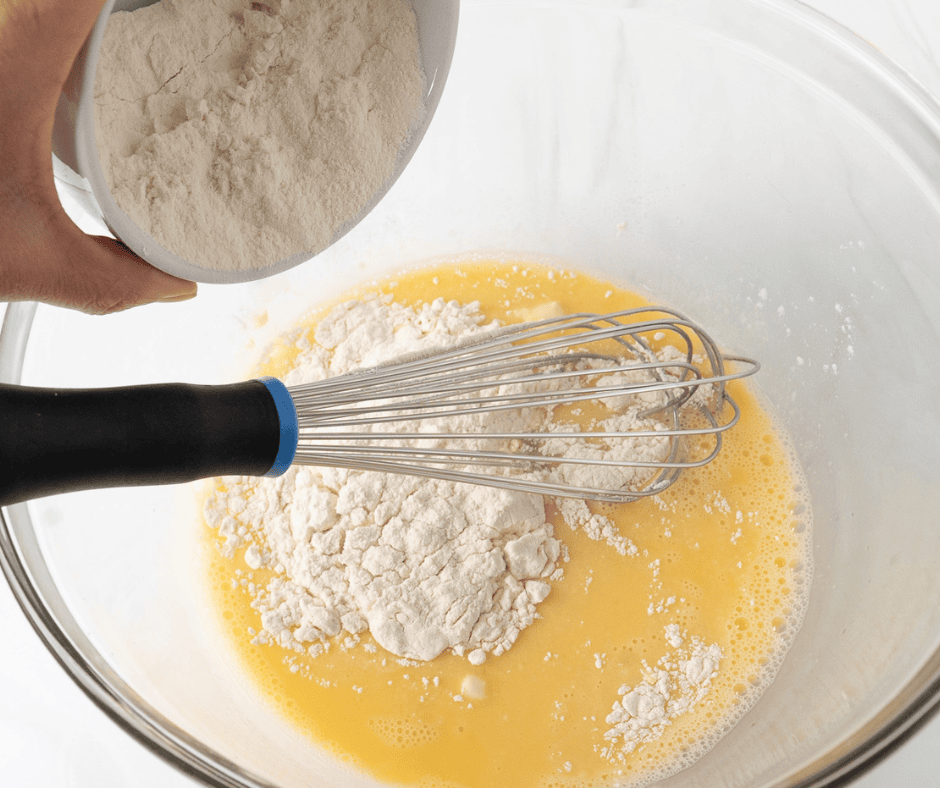 Add flour to batter