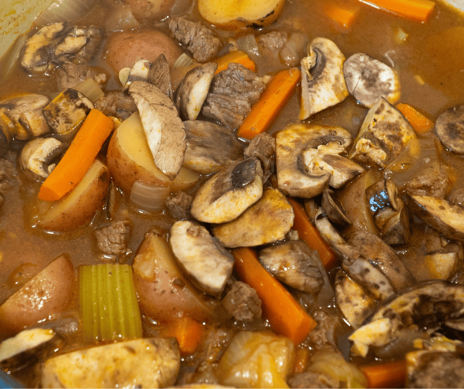 Add mushrooms to beef stew with herb dumplings recipe 