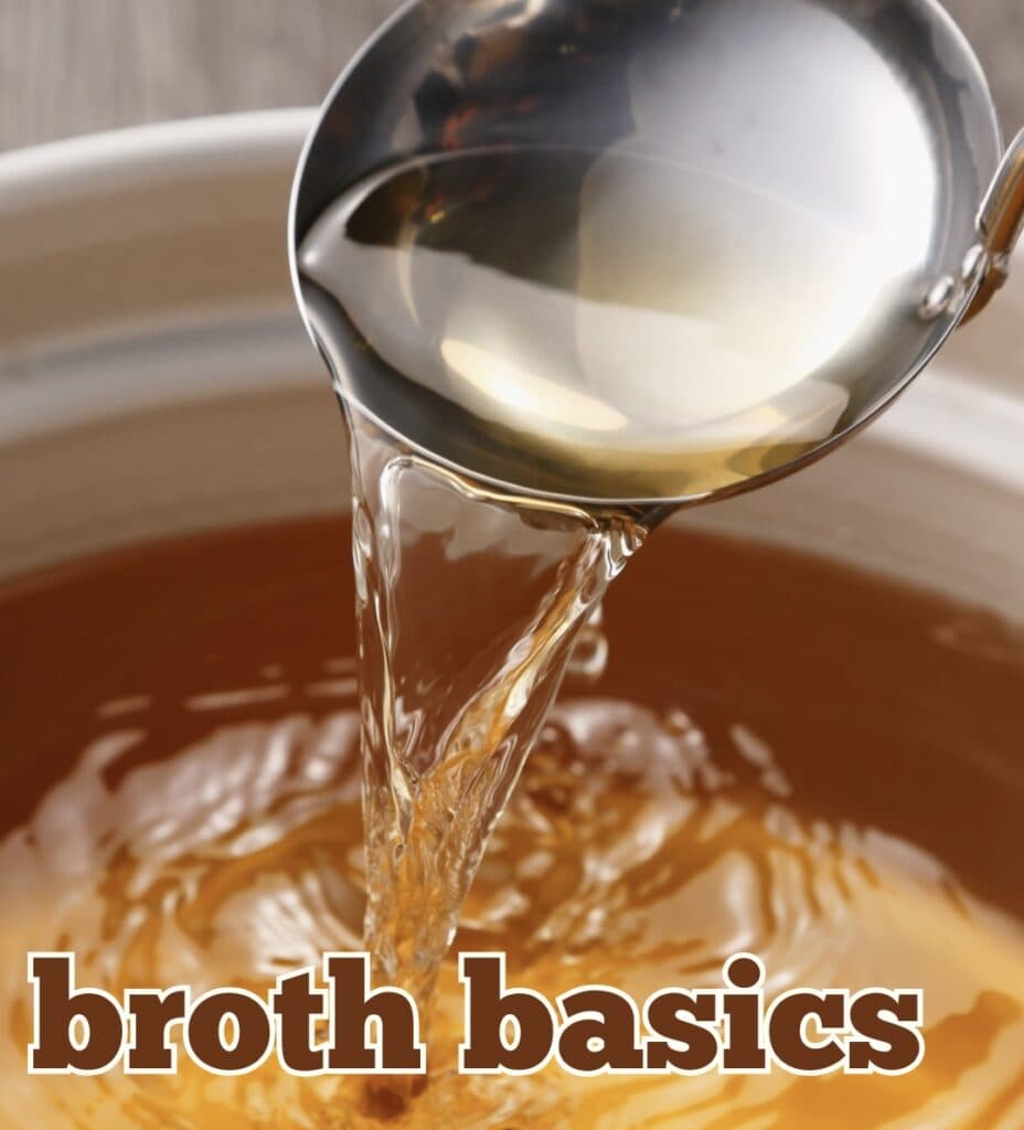 Broth Basics Promo and Ladeling broth into a bowl 
