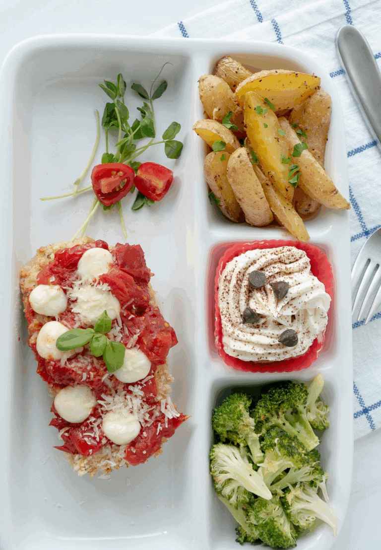 Hero shot of Easy Sheet Pan Chicken Parmesan Dinner