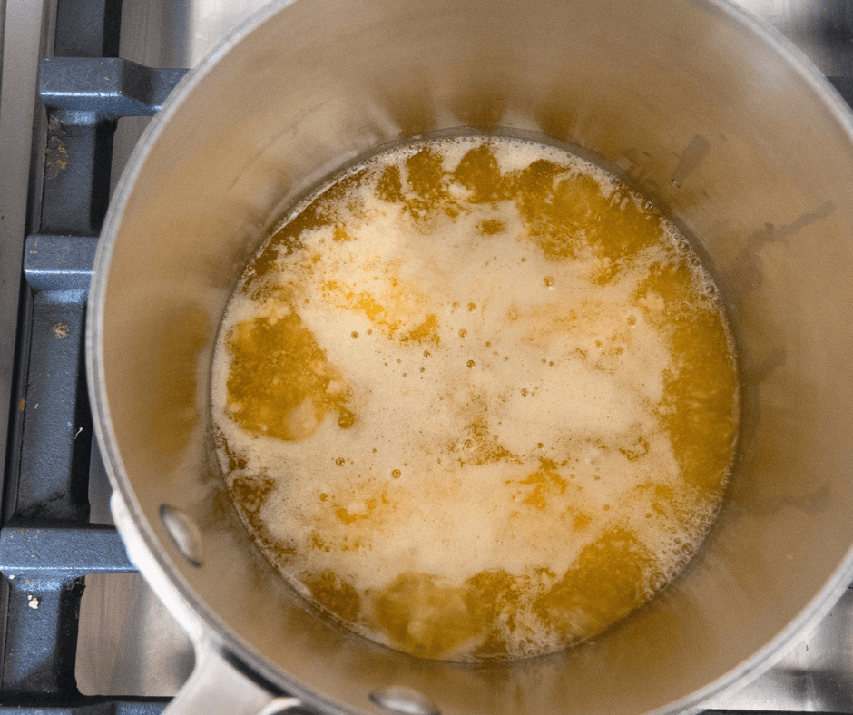 melted butter in a [pan