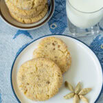 Chewy Cardamom Snickerdoodles displayed in a blue and white table scape