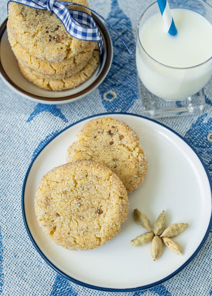 Chewy cardamom snickerdoodles with cardamom sugar coating
